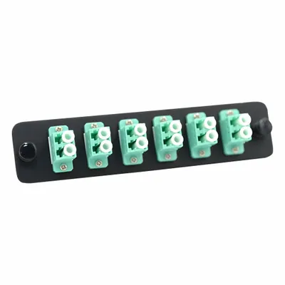 FIBERTRONICS Fiber Optic Adapter Plate: Multi-Mode, OM3, 12 Fiber Ports, LC, UPC, Duplex - Fiber Optic Adapter Plates