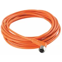 Cordset: M12 Female Right Angle X Bare Wire, 5 Pins, Orange, PVC, 5 m Cable Lg, 4 A Max Current (A) (MPN EVT004)