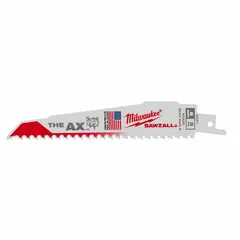 This 5-pack of reciprocating saw blades is designed for cutting nail-embedded wood. Each blade has a length of 6 inches, a thickness of 0.06 inches, and 5 teeth per inch for rigid straight cuts. Suitable for demolition and remodeling applications where nails are present in lumber.