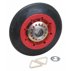 Genuine OEM roller assembly for Whirlpool dryers. Supports the dryer drum to enable smooth rotation during operation. Helps maintain proper drum alignment and reduces wear on the belt and motor.