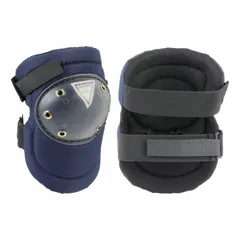 These swivel knee pads feature a fabric cap and gel pad for cushioning. They have two elastic straps with hook-and-loop closure and adjustable straps for a secure fit. Suitable for tasks requiring kneeling, such as flooring or maintenance work. Latex free.