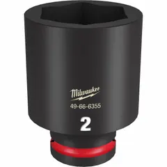 This 3/4" drive deep impact socket is designed for heavy-duty fastening and loosening of 2" SAE hex fasteners. The 6-point configuration provides maximum torque transfer on stubborn bolts without rounding. The black phosphate finish offers corrosion resistance. Suitable for use with impact wrenches in industrial maintenance, construction, and automotive repair.