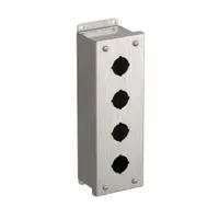HAMMOND Push Button Enclosure: 30mm, 4 Holes, 304 Stainless Steel, NEMA 3R/4/4X (MPN 1435SSD)