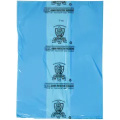 VCI open-ended poly bags made from blue Low Density Polyethylene (LDPE) in a roll of 75 pieces. Each bag measures 50 inches wide by 80 inches long. Used for corrosion protection of metal parts during storage and shipping.