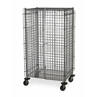 METRO Security Cart: 900 lb, 36 in L x 24 in W Self, 41 in L x 28 in W x 68 in H Overall Dim - General Purpose Wire Security Carts