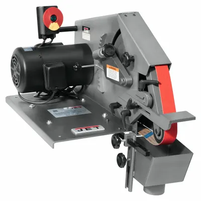 JET Grinder: For Metal/Plastic/Wood, 115 V/230 V, Single-Phase, 1 hp, 2 in Belt Wd - Benchtop Belt Machines