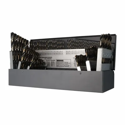 CLE-LINE Jobber Length Drill Bit Set: 115 Pc, 1/16" to 1/2" by 64ths, #60 to #1 - General Purpose High-Speed Steel Jobber-Length Drill Bit Sets