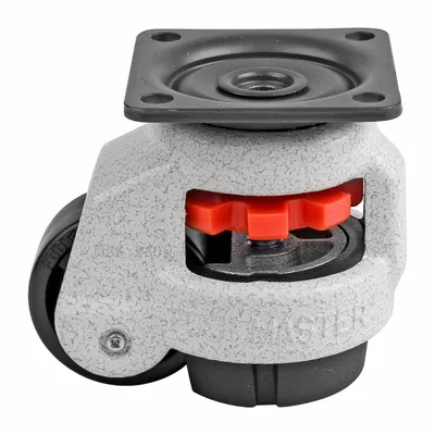 FOOT MASTER Plate Caster: Nylon Tread, 42 mm Wheel Dia, 71 mm Mounting Ht - General Purpose Leveling Plate Casters