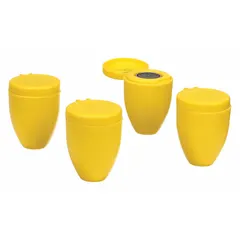 Plastic eyewash spray head in yellow, with FNPT connections, sold in a 4-pack. Compatible with Traditional series eyewash stations. Used for emergency eye irrigation in industrial and laboratory settings.