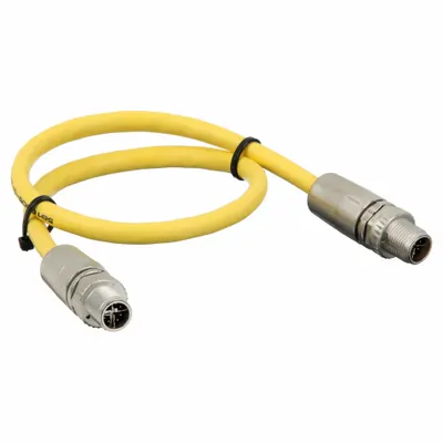 HARTING Cordset: Cat6a, M12 Male Straight x M12 Male Straight, 5 m Lg, PVC, Yellow - M12 Connector to M12 Connector Cordsets
