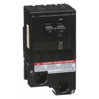 SQUARE D Miniature Circuit Breaker: 200 A, 120/240V AC, Single Phase, 10kA at 120/240V AC - QO Series, Plug-In Square D Miniature Circuit Breakers