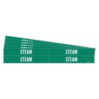 Pipe Marker: Steam, Green, White, Fits 3/4 to 2 3/8 in Pipe O.D., 4 Pipe Markers, 5 PK (MPN 7412-4-PK)