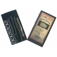 This thread repair kit includes helical inserts and installation tools for restoring damaged left-hand, fine threads in metal components. The inserts have a 3/4"-16 thread size, fine thread pitch, and a plain finish. Overall length is 1 1/8 in. Suitable for inch-system applications requiring left-hand thread repair