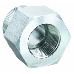 This carbon steel adapter is designed for hydraulic threaded extreme-pressure pipe systems. With a pipe size of 3/4 in x 1/2 in and a maximum operating pressure of 4,500 psi, it is used to connect or adapt hydraulic lines in high-pressure fluid power applications.