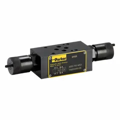 Double-throttle valve for precise flow regulation in hydraulic systems. D03 NFPA size, rated for maximum pressure of 5,075 psi. Suitable for industrial machinery and mobile equipment requiring controlled fluid flow.