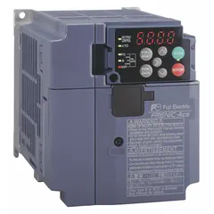 Three-phase output variable frequency drive rated for 1 hp. Features a heat sink style for thermal management and operates without bypass. Suitable for controlling motor speed and torque in applications such as conveyors, pumps, and fans.