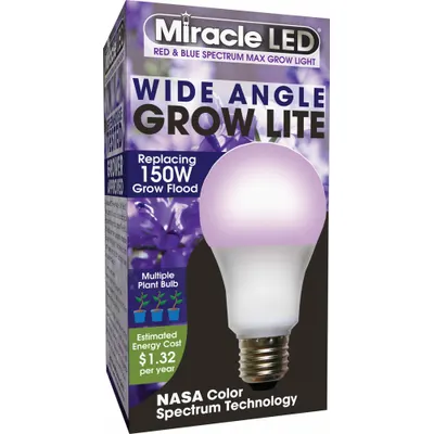 MIRACLE LED Grow Bulb: LED, A21, 120V, Blue/Full/Broad/Red - Plant Growth Bulbs
