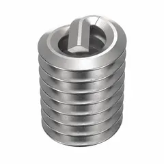 Screw-locking tanged helical insert for repairing or reinforcing internal threads in metal substrates. Features #6-32 coarse thread, right-hand direction, and requires STI tap size #6-32. Made from 18-8 material with tensile strength 200,000 to 250,000 psi. Supplied in a 100-piece pack with plain finish.