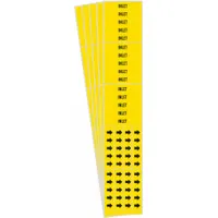 Yellow background with black legend text reading 'Inlet' and directional arrows. Each pack contains 5 markers, with 3 pipe markers per pack. Designed for pipes with outer diameter of 3/4 inch and smaller. Used to identify inlet piping in industrial process lines
