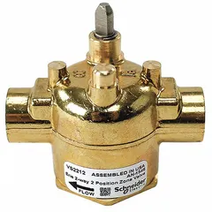 Hydronic zone valve for HVAC systems, used to regulate water flow to individual heating or cooling zones. Suitable for applications such as radiant floor heating, baseboard radiators, and fan-coil units.