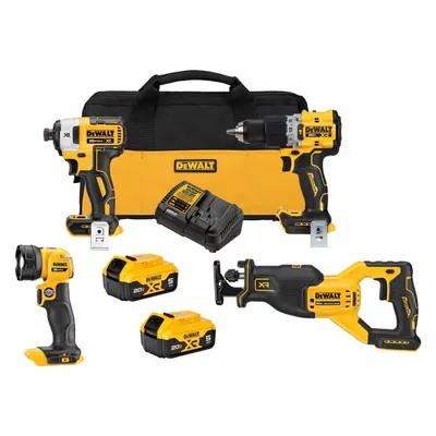 DEWALT Cordless Tool Combination Kit: 4 Tools, 20 V DC Volt, Battery Included - DEWALT 20V Cordless Tool Combination Kits
