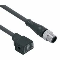 IFM Patch cable: M12 Male Straight x DIN Form C Industrial, 1 m Cable Lg, PUR, Black, 5 Pins, IP67 (MPN E11438)