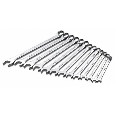 SK PROFESSIONAL TOOLS Combination Wrench Set: Alloy Steel, Chrome, 13 Tools - Metric 6-Point Combination Wrench Sets