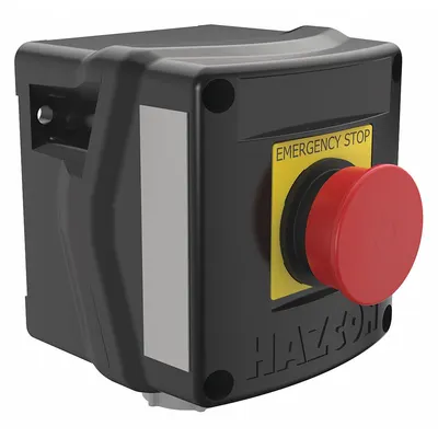 HUBBELL KILLARK Control Station: 1 Gang, Push Button, 1NO/1NC, Emergency Stop, 0 Pilot Lights - Push-Button Control Stations