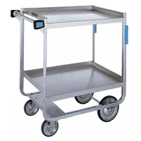 This LAKESIDE utility cart features two stainless steel shelves with an open design for easy access. It has a 700 lb maximum load capacity and a 34 1/2 in overall height. Equipped with two swivel casters, it is NSF certified for use in commercial kitchens, hospitals, and industrial facilities