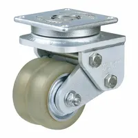 Swivel plate caster with polyurethane wheel, 100 mm diameter, 30 mm width, and 160 mm mounting height. Designed for shock absorption in automated guided vehicles and autonomous mobile robots, reducing vibration and noise during material transport