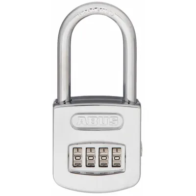 ABUS Combination Padlock: Scrolling Combo, Silver, Zinc Die-Cast, Std Shackle - Standard Shackle Combination Padlocks