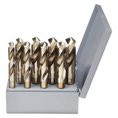 CHICAGO-LATROBE Reduced Shank Drill Bit Set: 8 Pc, 9/16" to 1" - Cobalt Silver & Deming Drill Bit Sets