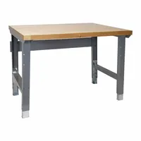 This open-base workstation from LYON features a hardwood top measuring 60 inches by 30 inches in a gray finish. With an overall load capacity of 5,000 lb, it is suited for heavy-duty tasks in industrial workshops, assembly lines, and maintenance facilities. The hardwood surface provides a durable work area for precision tasks, metalworking, and assembly operations