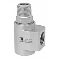 MOSMATIC Rotary Union: Elbow, Nickel-Plated C38500 Brass, 1 Passages, 1/2 in Threaded Rotating Shaft (MPN 43.364)