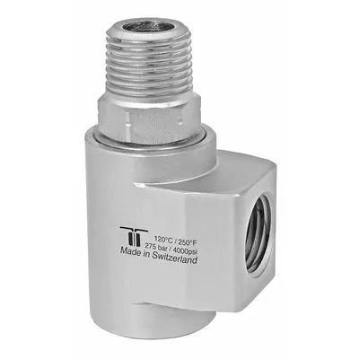 MOSMATIC Rotary Union: Elbow, Nickel-Plated C38500 Brass, 1 Passages - Brass Rotating Joints & Unions