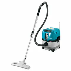 Compact shop vacuum with a 2 1/8 gallon plastic tank for dry debris collection using a bag. Features a 1 1/4 inch diameter hose with 5 1/2 foot length. Suitable for light-duty cleanup in workshops, job sites, and maintenance areas.