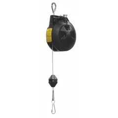 This fixed-stage tool balancer supports tools weighing up to 5 lb, with a 6 ft composite cable and snap hook. It is used to suspend and counterbalance handheld tools in assembly lines, workshops, and industrial workstations, reducing operator fatigue during repetitive tasks.
