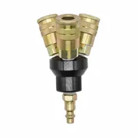 INTERSTATE PNEUMATICS Pipe Manifold Fitting: Inline, Round, Aluminum, 1/4 in Quick-Disconnect Insert (MPN FPM44-KH4)