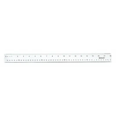 WESTCOTT Ruler: 10564, Gen Purpose, 18 in, 0.08 in Thick, 1/16 in/1 mm, Black, Flex - Plastic Rulers