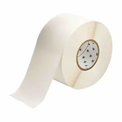 Thermal transfer precut label roll with permanent acrylic adhesive. Each label measures 6 in x 4 in, supplied in rolls of 1,000 labels. Compatible with i6100 printer series. Used for industrial identification, asset tracking, cable marking, and safety signage.