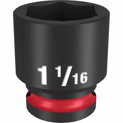 MILWAUKEE Standard Impact Socket: 1/2 in Drive Size, SAE, 1 1/16 in Socket Size, 6-Point - 1/2" Drive Impact Sockets