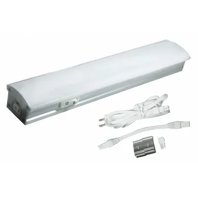 LED Strip Light: 8 in Lg, 164 lm, 3000K, 2.3 W, Plug-In, Silver, Aluminum, 1 in Ht - Linear LED Under-Cabinet Light Fixtures