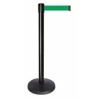 QUEUEWAY Barrier Post with Belt: Green, No Pattern, No Legend, 10 ft Belt Lg, Black, 10 ft x 2 in (MPN QPLUS-33-G6)