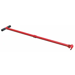 This turning and steering bar is used for manually maneuvering heavy machine rollers during maintenance or repositioning tasks. It has an overall length of 36 inches, an overall width of 9 1/2 inches, and a handle length of 9 1/2 inches. The bar is finished in red.