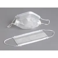White, size M procedural mask with flat-fold design, metal nose clip, and dual non-adjustable headstraps. Not rated for liquid splash protection. Suitable for general medical or industrial use where fluid splash protection is not required