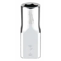 MILWAUKEE Standard Socket: Metric, 1/4 in Drive Size, 6 mm Socket Size, 6-Point, Std, Chrome (MPN 45-34-9032)