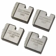 This die head set is designed for cutting NPT threads on 2 in stainless steel pipe using DEWALT handheld threading machines. The dies are made of stainless steel and feature right-hand orientation. Suitable for plumbing, piping, and industrial maintenance applications.