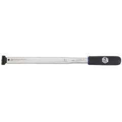 This preset interchangeable head torque wrench is designed for precise torque application in industrial assembly and maintenance tasks. It features a Newton Meter scale and a 16-inch overall length, allowing accurate tightening within its specified range. The interchangeable head design facilitates use with various fasteners.