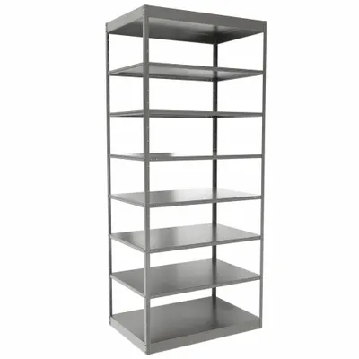 HALLOWELL Metal Shelving: Standalone, Heavy-Duty, 36 in x 24 in, 84 in Overall Ht - Full-Access Heavy-Duty Bolted & Clip-Mount Standalone Open Metal Shelving