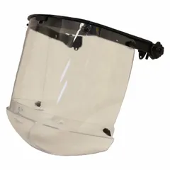 This face shield assembly is designed for use with Bullard C30 series hard hats. It features a clear ABS visor and dielectric construction, providing impact and splash protection in environments requiring electrical insulation. Suitable for industrial applications such as construction, utilities, and manufacturing.
